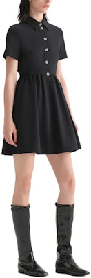 (W) KARL LAGERFELD Vestido Negro Midi Cuadrado Manga Corta SS24 Casual E32L1325-201413 Purchase (W) KARL LAGERFELD Vestido Negro Midi Cuadrado Manga Corta SS24 Casual E32L1325-201413