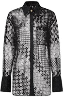 (Women) KARL LAGERFELD Black Patchwork Lace Long Sleeve Shirt 221L1610 (Women) KARL LAGERFELD Black Patchwork Lace Long Sleeve Shirt 221L1610