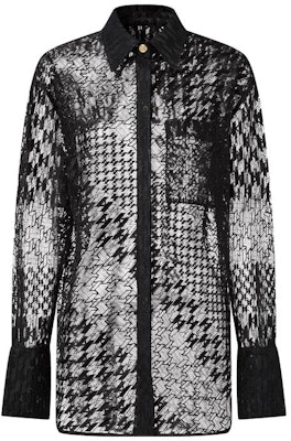 (Women) KARL LAGERFELD Black Patchwork Lace Long Sleeve Shirt 221L1610 Order (Women) KARL LAGERFELD Black Patchwork Lace Long Sleeve Shirt 221L1610
