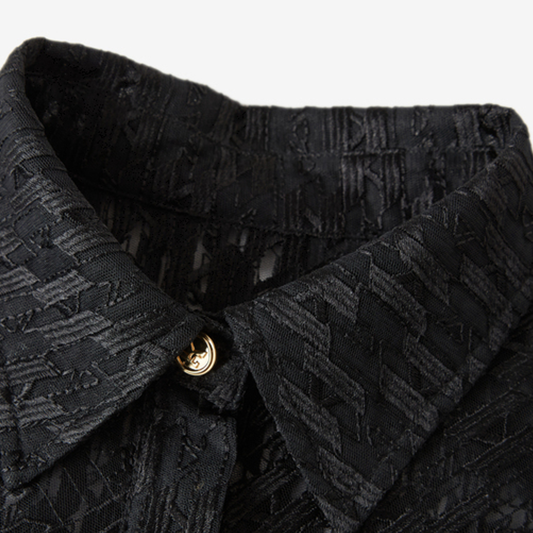 Sizing (Women) KARL LAGERFELD  Black Patchwork Lace Long Sleeve Shirt 221L1610