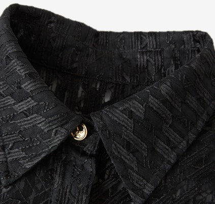 (Women) KARL LAGERFELD Black Patchwork Lace Long Sleeve Shirt 221L1610 Sizing (Women) KARL LAGERFELD Black Patchwork Lace Long Sleeve Shirt 221L1610