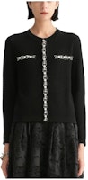 (Women) KARL LAGERFELD Black Pearl Trim Knit Cardigan Sweater E36W2013 (Women) KARL LAGERFELD Black Pearl Trim Knit Cardigan Sweater E36W2013