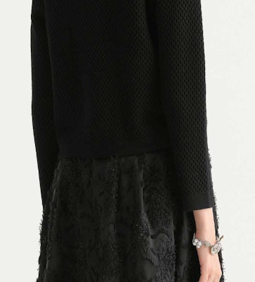 (Women) KARL LAGERFELD Black Pearl Trim Knit Cardigan Sweater E36W2013 Sizing (Women) KARL LAGERFELD Black Pearl Trim Knit Cardigan Sweater E36W2013