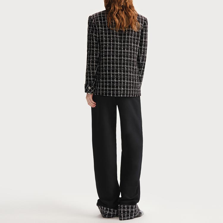 Purchase (W) 칼 라거펠트 블랙 체크 싱글브레스티드 롱슬리브 블레이저 236L1437