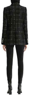 (Women) Karl Lagerfeld Black Plaid Tweed Single-Breasted Long-Sleeve Jacket E36W1534 Shop (Women) Karl Lagerfeld Black Plaid Tweed Single-Breasted Long-Sleeve Jacket E36W1534
