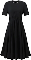 (Women) KARL LAGERFELD Black Pleated Short-Sleeve Casual Dress. 231L1397 (Women) KARL LAGERFELD Black Pleated Short-Sleeve Casual Dress. 231L1397