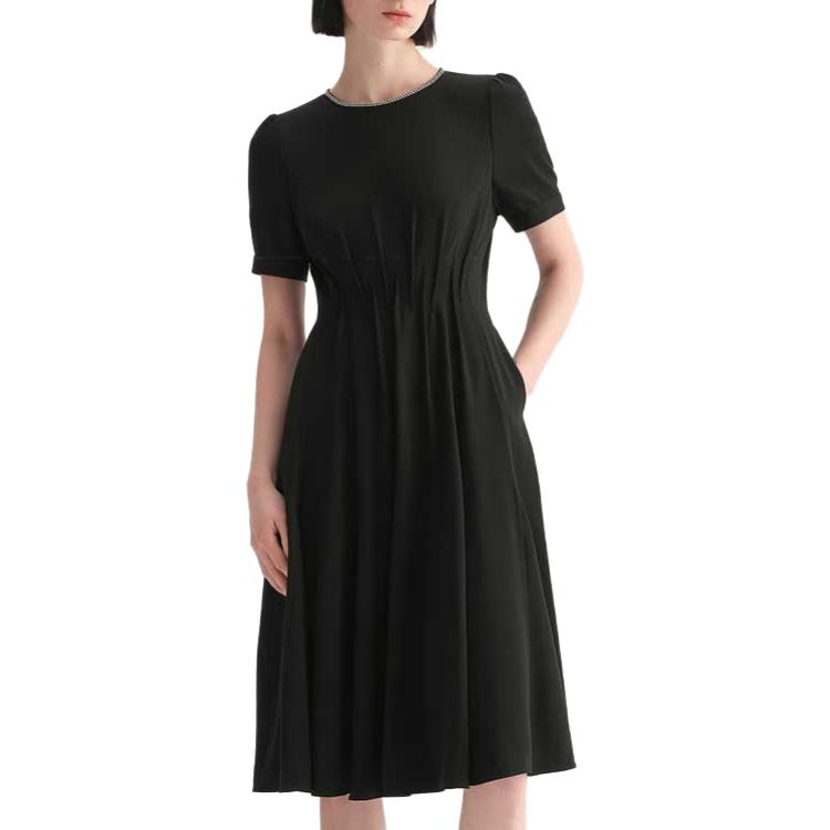 Lookbook (W) Vestido Casual Negro Plisado de Manga Corta KARL LAGERFELD. 231L1397