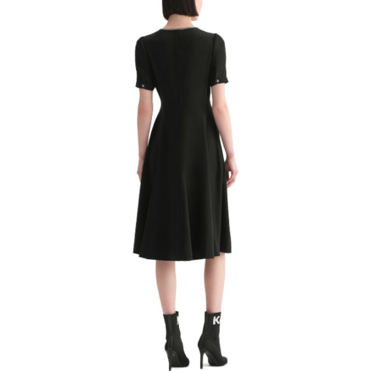 Purchase (W) Vestido Casual Negro Plisado de Manga Corta KARL LAGERFELD. 231L1397