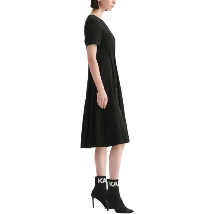 Details for (W) Vestido Casual Negro Plisado de Manga Corta KARL LAGERFELD. 231L1397
