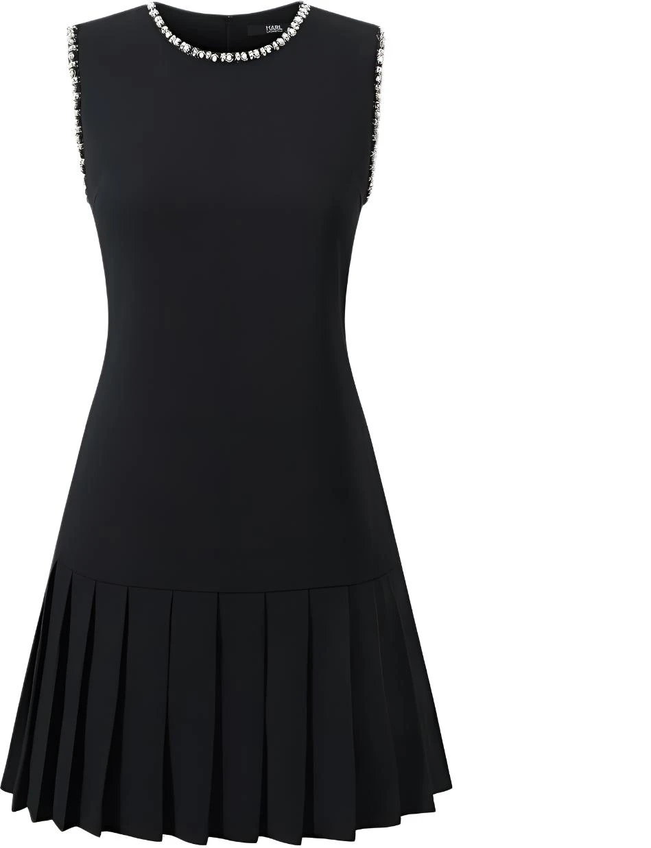 women-karl-lagerfeld-black-pleated-sleeveless-dress-with-beaded-details-231-l1398
