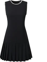 (Women) KARL LAGERFELD Black Pleated Sleeveless Dress with Beaded Details 231L1398 (Women) KARL LAGERFELD Black Pleated Sleeveless Dress with Beaded Details 231L1398