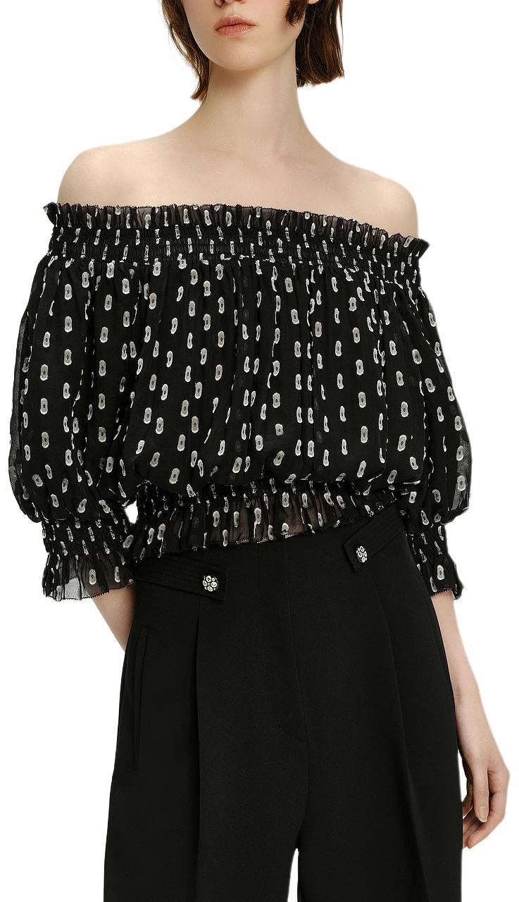 women-karl-lagerfeld-black-polka-dot-off-shoulder-blouse-casual-chic-top-241-l1629
