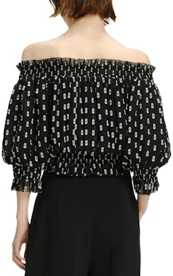 (Women) KARL LAGERFELD Black Polka Dot Off-Shoulder Blouse - Casual Chic Top 241L1629 Lookbook (Women) KARL LAGERFELD Black Polka Dot Off-Shoulder Blouse - Casual Chic Top 241L1629