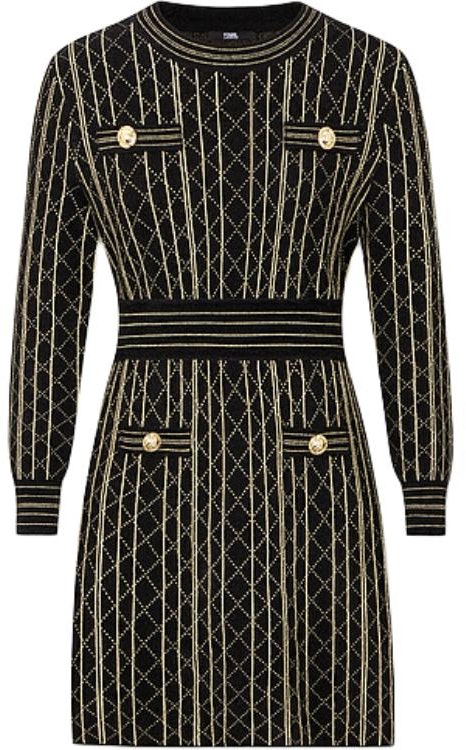 women-karl-lagerfeld-black-quilted-crew-neck-button-long-sleeve-dress-e37-w1322
