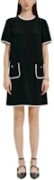 (Women) KARL LAGERFELD Black Short Sleeve Casual Dress with Contrast Trim. E42W13B2 (Women) KARL LAGERFELD Black Short Sleeve Casual Dress with Contrast Trim. E42W13B2