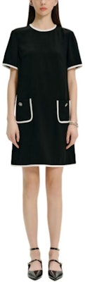 (Women) KARL LAGERFELD Black Short Sleeve Casual Dress with Contrast Trim. E42W13B2 Order (Women) KARL LAGERFELD Black Short Sleeve Casual Dress with Contrast Trim. E42W13B2