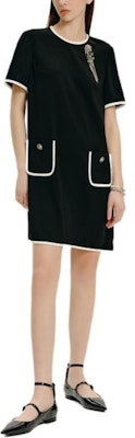 (Women) KARL LAGERFELD Black Short Sleeve Casual Dress with Contrast Trim. E42W13B2 Lookbook (Women) KARL LAGERFELD Black Short Sleeve Casual Dress with Contrast Trim. E42W13B2