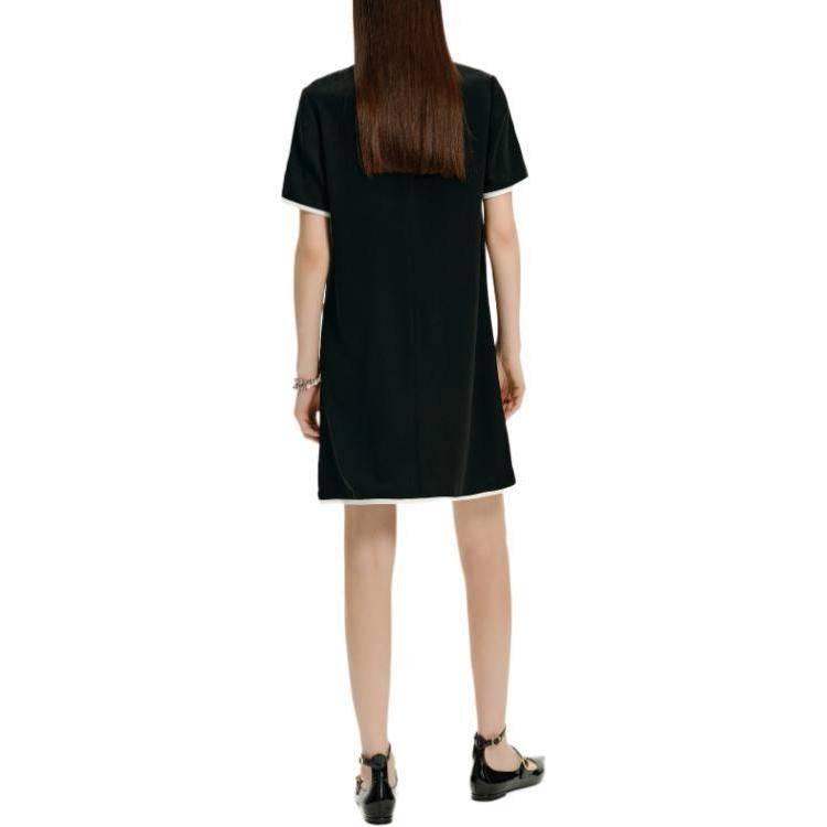 Shop (Women) KARL LAGERFELD  Black Short Sleeve Casual Dress with Contrast Trim. E42W13B2