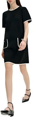 (Women) KARL LAGERFELD Black Short Sleeve Casual Dress with Contrast Trim. E42W13B2 Purchase (Women) KARL LAGERFELD Black Short Sleeve Casual Dress with Contrast Trim. E42W13B2