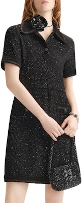 (Women) KARL LAGERFELD Black Short Sleeve Knit Mini Dress with Buttons. 236L1330 Details for (Women) KARL LAGERFELD Black Short Sleeve Knit Mini Dress with Buttons. 236L1330