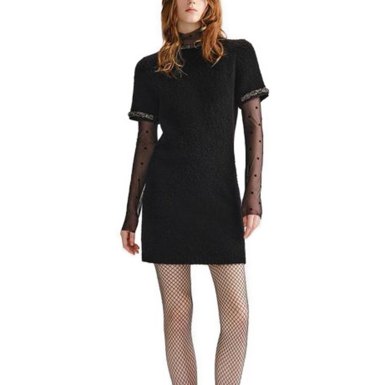 Lookbook (Women) KARL LAGERFELD  Black Short Sleeve Mini Dress 236L1334