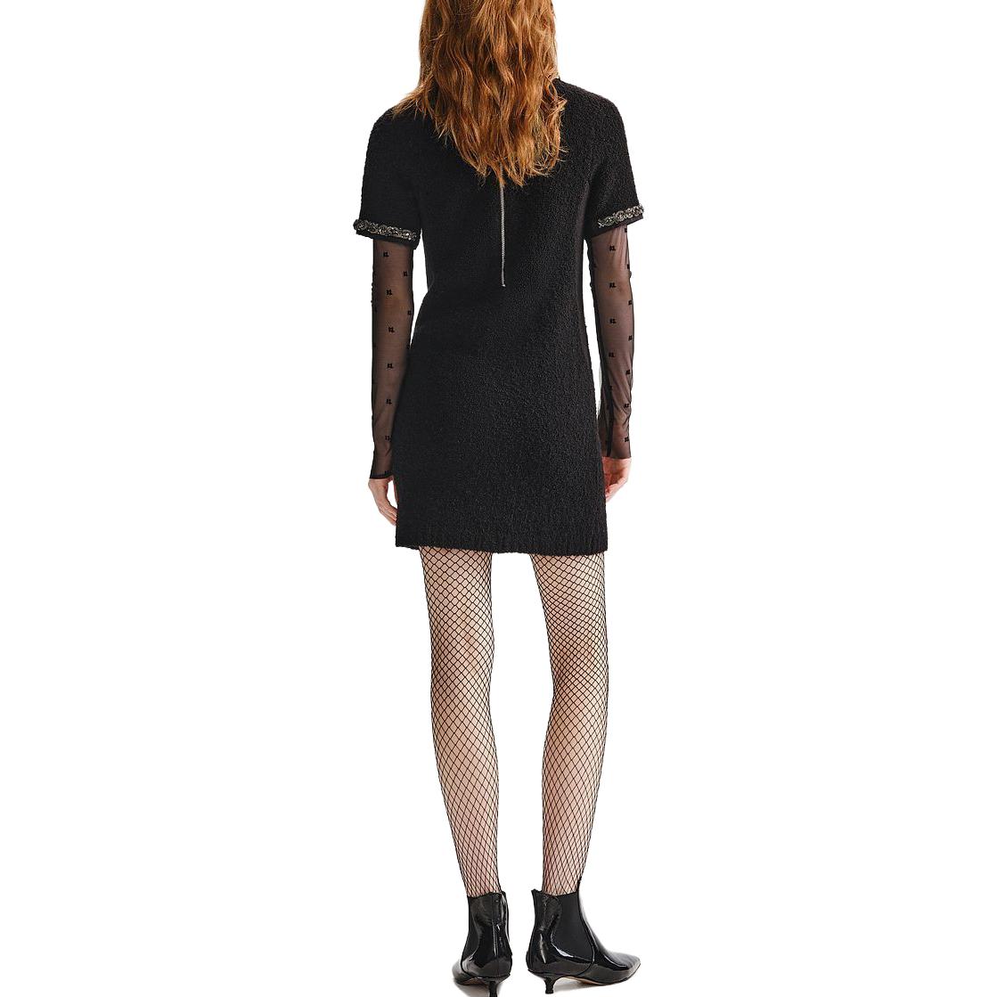 Shop (Women) KARL LAGERFELD  Black Short Sleeve Mini Dress 236L1334