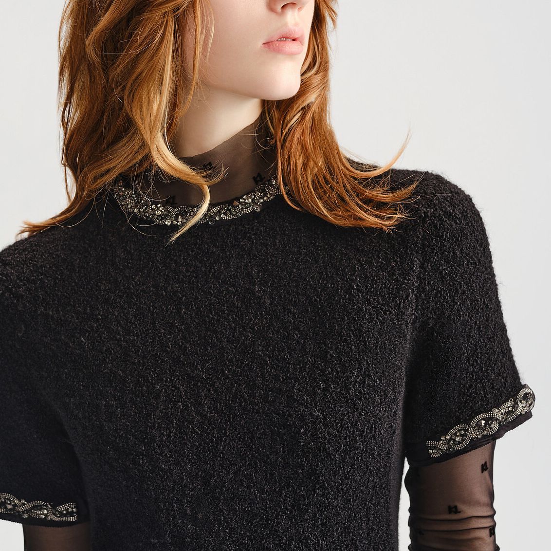 Details for (Women) KARL LAGERFELD  Black Short Sleeve Mini Dress 236L1334