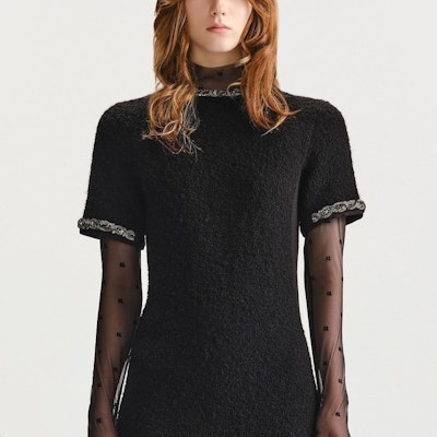 (Women) KARL LAGERFELD Black Short Sleeve Mini Dress 236L1334 Sizing (Women) KARL LAGERFELD Black Short Sleeve Mini Dress 236L1334