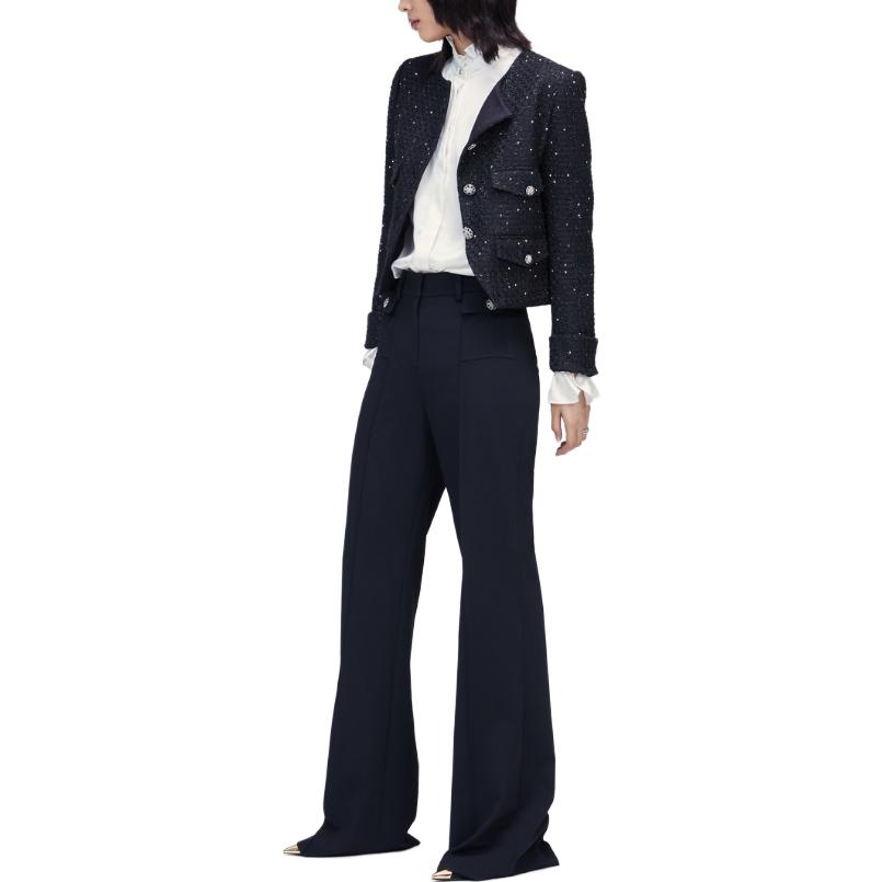 Details for (W) カールラガーフェルド ブラック シングルブレスト カジュアル ショートジャケット 226L1451