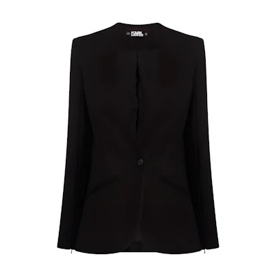 (Women) KARL LAGERFELD Black Single-Breasted Long Sleeve Blazer for Work 225W1400999