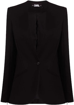 (Women) KARL LAGERFELD Black Single-Breasted Long Sleeve Blazer for Work 225W1400999 Order (Women) KARL LAGERFELD Black Single-Breasted Long Sleeve Blazer for Work 225W1400999