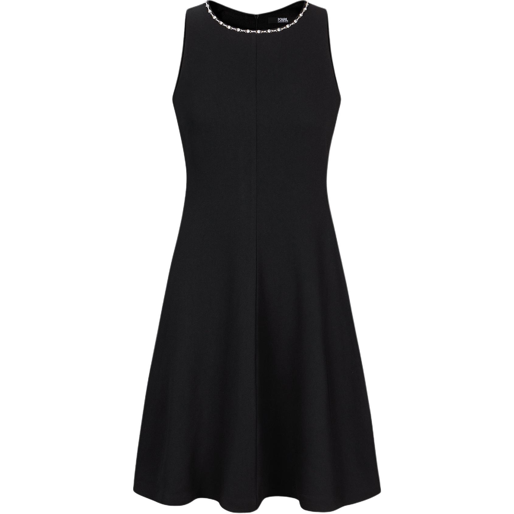 (Women) KARL LAGERFELD  Black Sleeveless A-Line Dress with Rhinestone Details SS24 242E1392