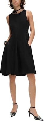 (Women) KARL LAGERFELD Black Sleeveless A-Line Dress with Rhinestone Details SS24 242E1392 Shop (Women) KARL LAGERFELD Black Sleeveless A-Line Dress with Rhinestone Details SS24 242E1392
