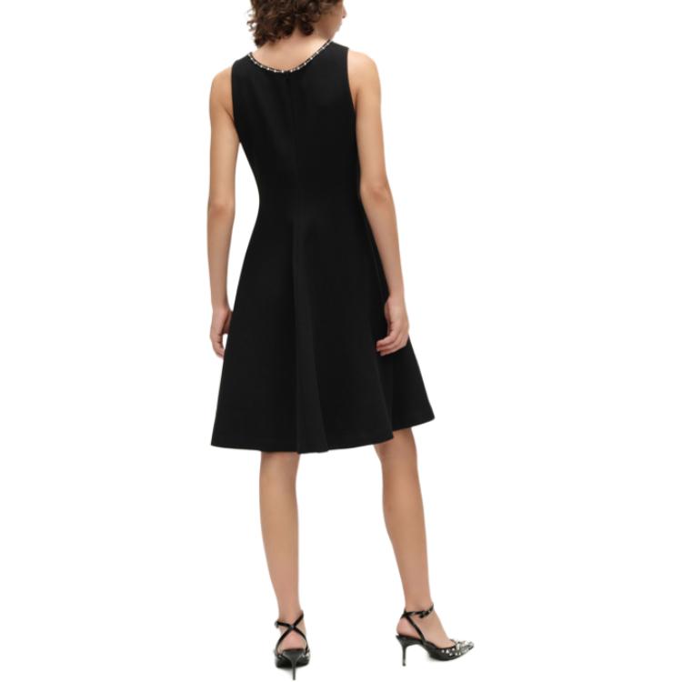 Purchase (Women) KARL LAGERFELD  Black Sleeveless A-Line Dress with Rhinestone Details SS24 242E1392