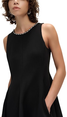 (Women) KARL LAGERFELD Black Sleeveless A-Line Dress with Rhinestone Details SS24 242E1392 Sizing (Women) KARL LAGERFELD Black Sleeveless A-Line Dress with Rhinestone Details SS24 242E1392