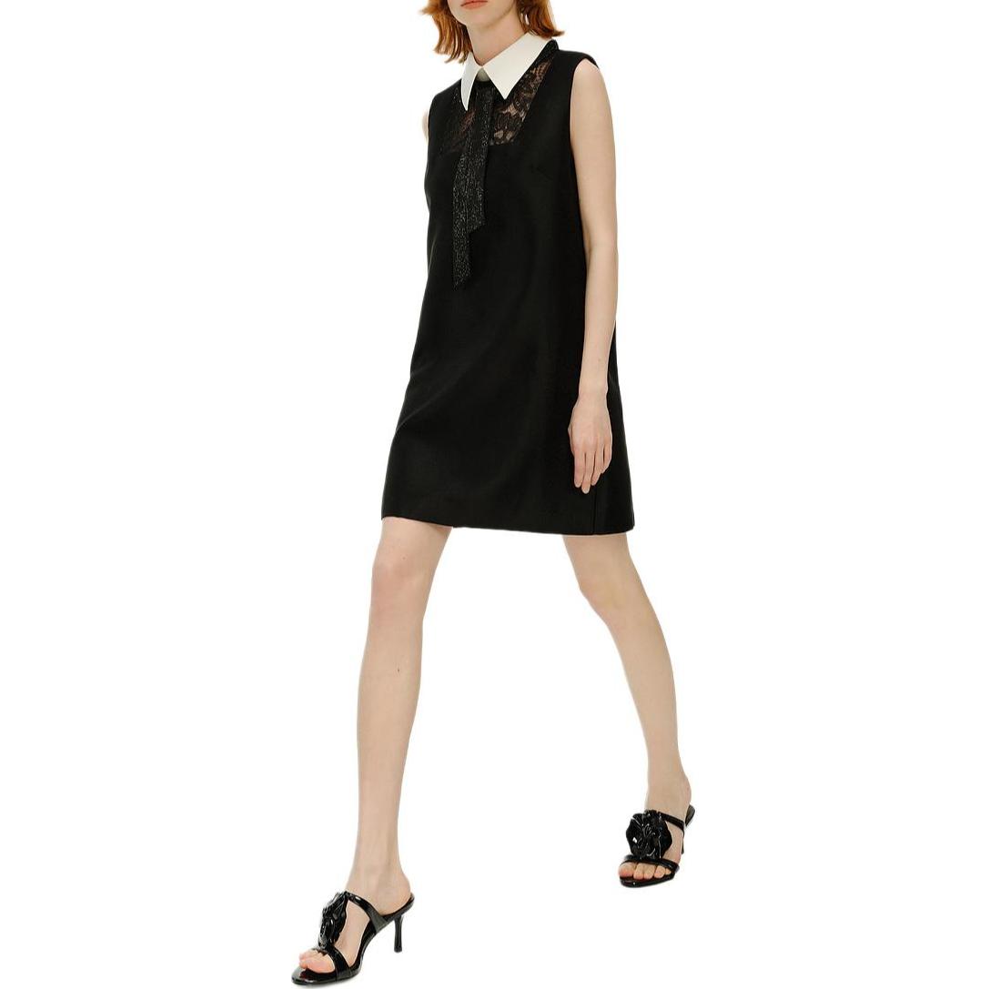 Purchase (W) KARL LAGERFELD Gaun Mini Tanpa Lengan Hitam Lace Colorblock Gaya Mewah 241L1358