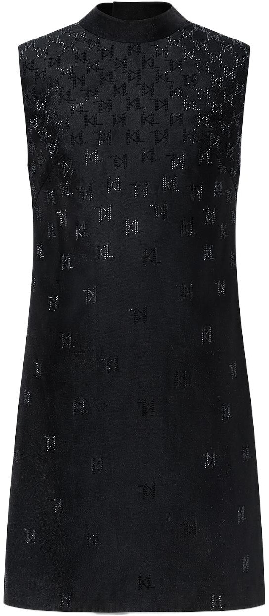 women-karl-lagerfeld-black-sleeveless-short-logo-print-dress-231-l1384