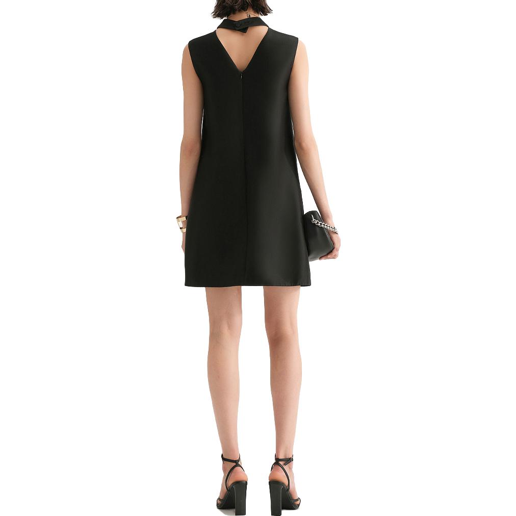 Shop (Women) KARL LAGERFELD  Black Sleeveless Short Logo Print Dress. 231L1384