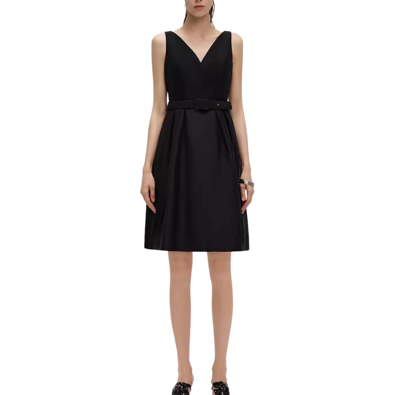 Lookbook (Women) KARL LAGERFELD  Black Sleeveless V-Neck Midi Dress Elegant Style 241L1310