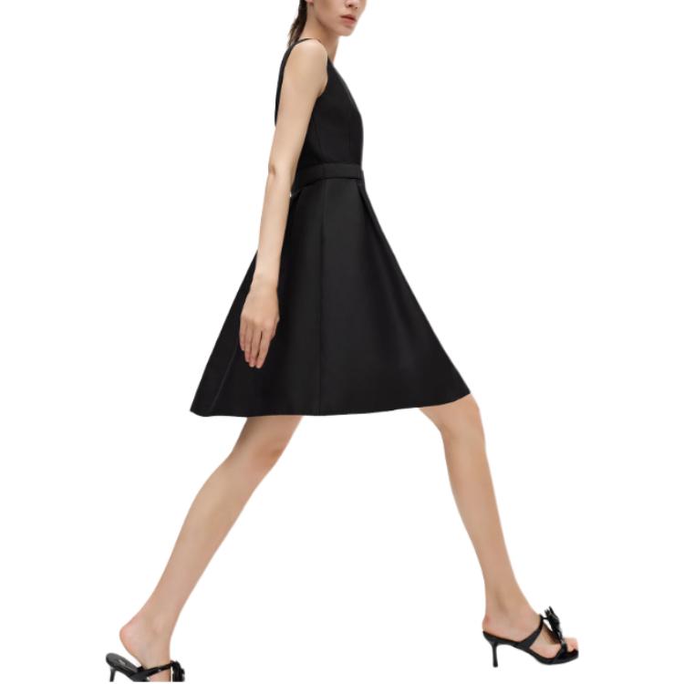 Details for (Women) KARL LAGERFELD  Black Sleeveless V-Neck Midi Dress Elegant Style 241L1310