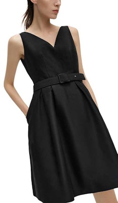 (Women) KARL LAGERFELD Black Sleeveless V-Neck Midi Dress Elegant Style 241L1310 Cheap (Women) KARL LAGERFELD Black Sleeveless V-Neck Midi Dress Elegant Style 241L1310
