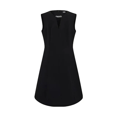 (Women) KARL LAGERFELD Black Sleeveless V-Neck Zipper Dress for Daily Wear. E33L1305
