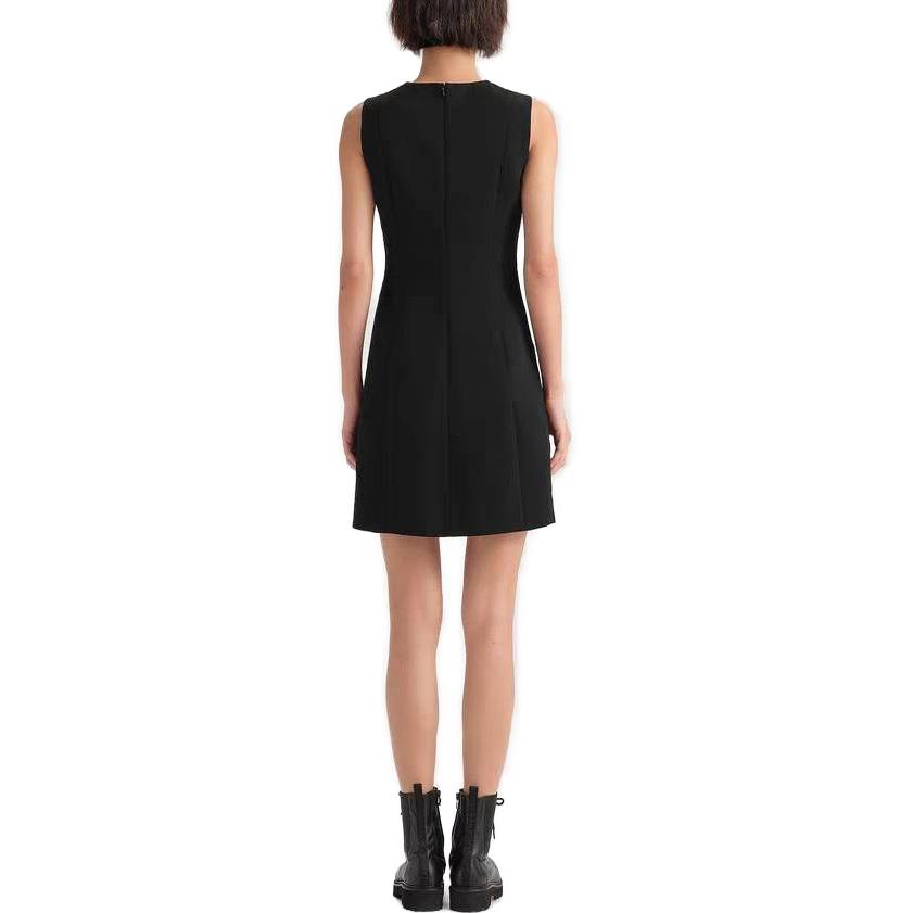 Shop (Women) KARL LAGERFELD  Black Sleeveless V-Neck Zipper Dress for Daily Wear. E33L1305