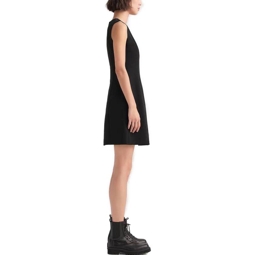 Purchase (Women) KARL LAGERFELD  Black Sleeveless V-Neck Zipper Dress for Daily Wear. E33L1305