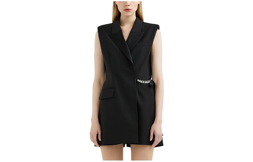 Order (Women) KARL LAGERFELD  Black Solid Chain Detail Sleeveless Vest 221L1341