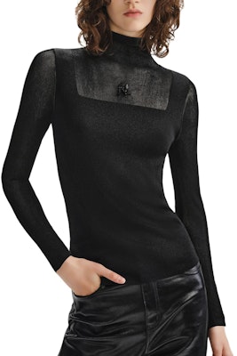 (Women) KARL LAGERFELD Black Solid Stand Collar Knit Pullover Sweater. 236L2070 Lookbook (Women) KARL LAGERFELD Black Solid Stand Collar Knit Pullover Sweater. 236L2070