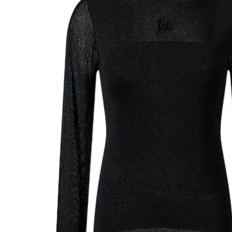 Sizing (Women) KARL LAGERFELD  Black Solid Stand Collar Knit Pullover Sweater. 236L2070