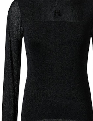 (Women) KARL LAGERFELD Black Solid Stand Collar Knit Pullover Sweater. 236L2070 Sizing (Women) KARL LAGERFELD Black Solid Stand Collar Knit Pullover Sweater. 236L2070