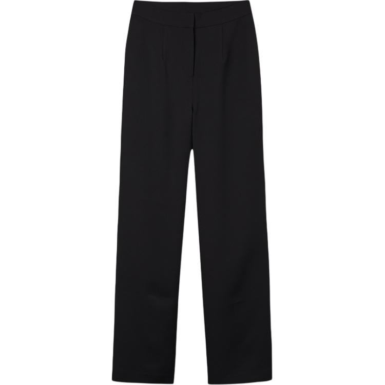 (Women) KARL LAGERFELD  Black Solid Zip Straight-Leg Suit Pants. 231L1001