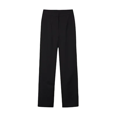 (Women) KARL LAGERFELD Black Solid Zip Straight-Leg Suit Pants. 231L1001